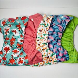 Wegreeco Cloth Diapers 5 Pack with‎ 6 Inserts & 1 Wet Bag, Washable Baby Diapers